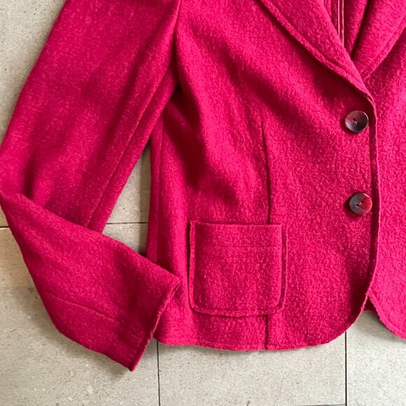 J. Jill Blazer Jacket Red Wool blend Short Cardigan Notch Lapel-XS - Picture 4 of 11